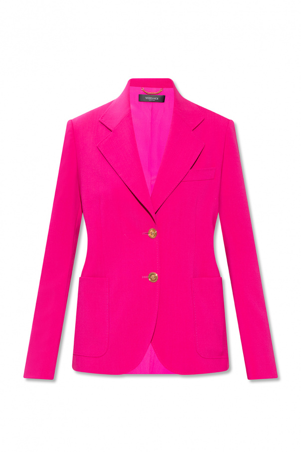 【関税・送料込み】VERSACE BLAZERS PINK VIRGIN WOOL BLAZER Versace Gingham virgin-wool Blazer | Pink | FARFETCH